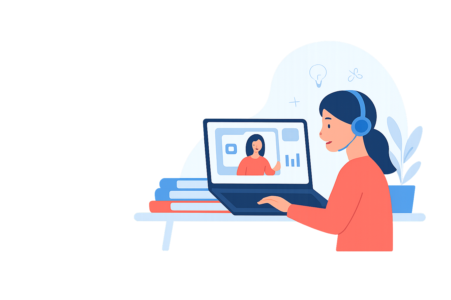 Student learning online illustration